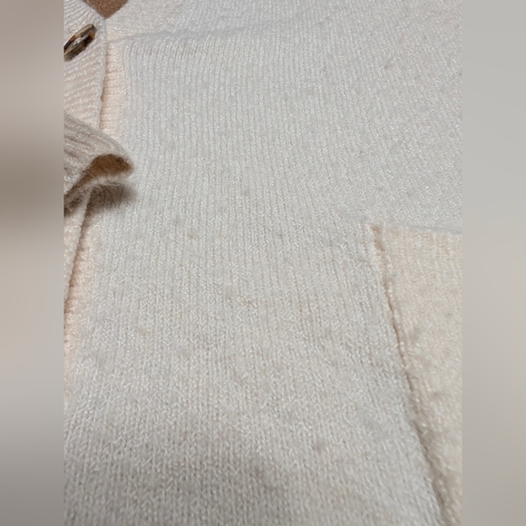 Madewell Short Kent Ex Boyfriend Heather Timber Cream and Tan Cardigan Sweater - Picture 6 of 14